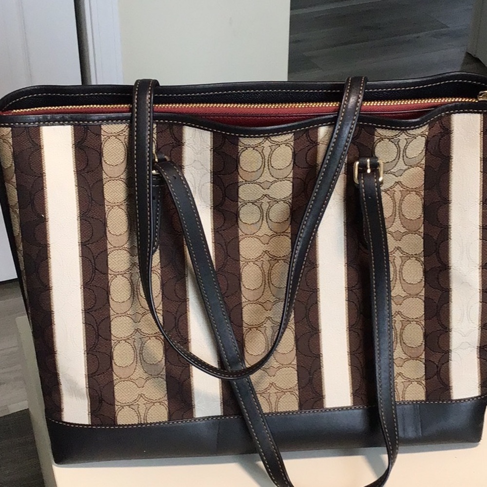 Brown and Cream Striped Tote Bag - Classic Everyday Carry